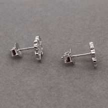 Sterling Silver CZ Pave 4 Leaf Clover Stud Earrings