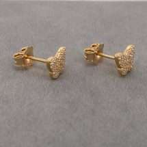 Sterling Silver Yellow Gold CZ Pave Butterfly Stud Earrings