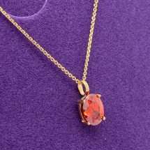 9ct Yellow Gold Garnet CZ January Pendant And Chain
