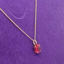 9ct Yellow Gold Red CZ July Pendant And Chain
