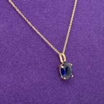 9ct Yellow Gold Sapphire CZ September Pendant And Chain