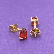 9ct Yellow Gold Garnet CZ January Stud Earrings