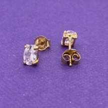 9ct Yellow Gold White CZ April Stud Earrings