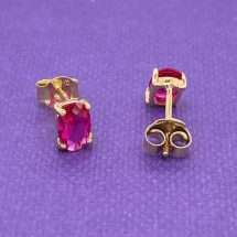 9ct Yellow Gold Ruby CZ July Stud Earrings