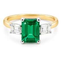 18ct Gold "Harmony" 1.00ct Lab Emerald 3 Stone Ring