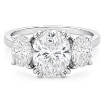 Platinum "Lunaria" 2.50ct Oval Lab Diamond 3 Stone Ring