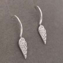 Sterling Silver CZ Angel Wing Wire Drop Earrings