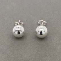 Sterling Silver 8mm Plain Ball Stud Earrings
