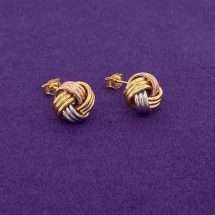 9ct Yellow, Rose And White Gold Knot Stud Earring