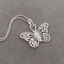 Sterling Silver Lattice Butterfly Pendant And Chain