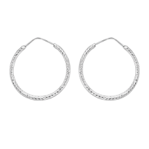 Sterling Silver 20mm Diamond Cut Hoop Earrings