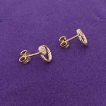 9ct Yellow Gold Open Circle CZ Stud Earrings