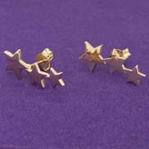 9ct Yellow Gold Triple Star Climber Drop Earring