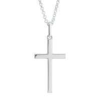 Sterling Silver Polished Mens Cross On 20 Inch Chain