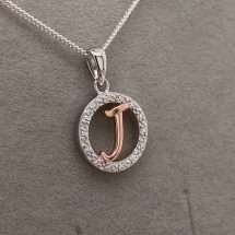 Sterling Silver CZ Rose Gold Initial 