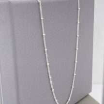 Sterling Silver Long 65cm Bead And Curb Link Chain