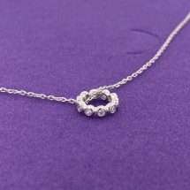 9ct White Gold CZ Set Ring Adjustable Chain