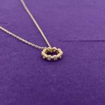 9ct Yellow Gold Ring CZ Stones Adjustable Chain