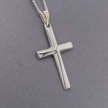 Sterling Silver Bevelled Cross 20 Inch Curb Chain