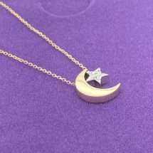 9ct Yellow Gold Moon And Star Pendant And Chain