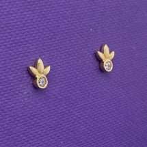 9ct Yellow Gold Bezel CZ Petals Design Stud Earring