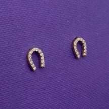 9ct Yellow Gold Pave CZ Set Horseshoe Stud Earrings