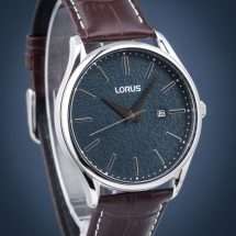 Lorus Mens Steel Brown Leather Strap Watch RH935QX9