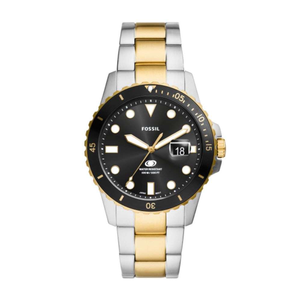 fs6031 fossil mens steel and gold black dial watch front image fs6031 fossil mens steel and gold black dial watch front image
