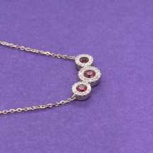 9ct Yellow Gold Ruby And Diamond Halo Necklace
