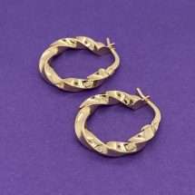 9ct Yellow Gold Slight Twist Hoop Style Earring