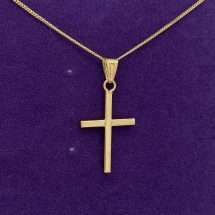 9ct Yellow Gold Cross On Flat Curb Gold Chain