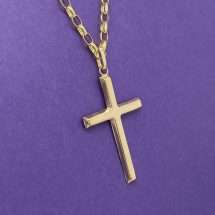 9ct Yellow Gold Cross On Strong 20 Inch Belcher Chain