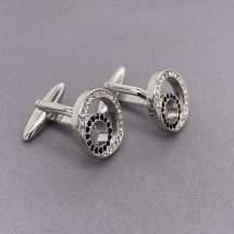 Silver Plated Black And White Halo Cufflinks