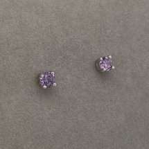 Sterling Silver February CZ Stud Earrings