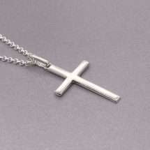 Sterling Silver Gents Plain Cross 20 Inch Belcher Chain