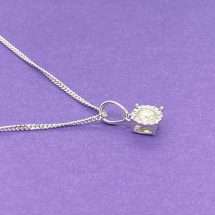 9ct White Gold 0.15cts Diamond Pendant And Chain