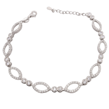 Sterling Silver Marquise CZ Set Links Bracelet