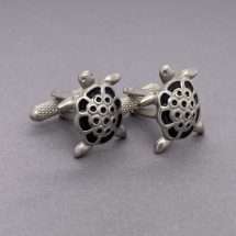 Silver Plated Matt Turtle Cufflinks
