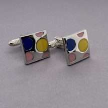 Silver Plated Yellow Pink Blue Cufflinks