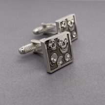 Silver Plated Skull With CZ Set Cufflinks