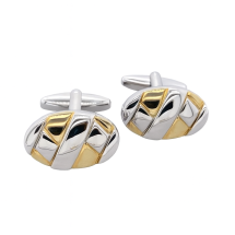 Silver And Gold Plated Woven Oval Cufflinks