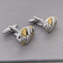 Silver And Gold Plated Woven Oval Cufflinks