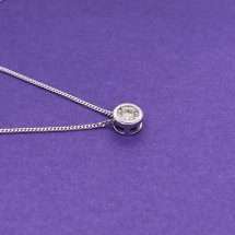 9ct White Gold 0.10ct Diamond Slider Pendant And Chain