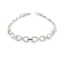 Sterling Silver Infinity Link CZ Set Bracelet