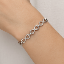 Sterling Silver Infinity Link CZ Set Bracelet