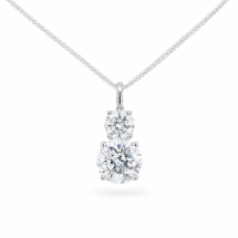Sterling Silver Double Drop CZ Pendant And Chain