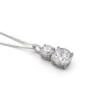 Sterling Silver Double Drop CZ Pendant And Chain