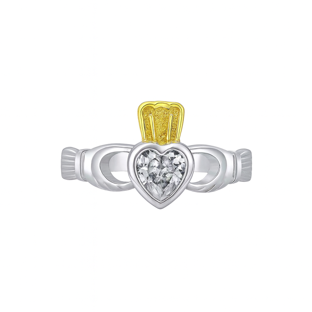 P615301-Cailin-sterling-silver-cz-set-claddagh-ring-gold-heart-front-image