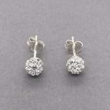 Sterling Silver Childrens Crystal Ball Stud Earrings