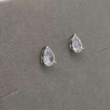 Sterling Silver Pear Cut CZ Stud Earrings